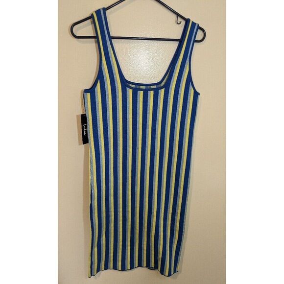 Lulus Nayeli Striped Bodycon Sweater Square Neck Stretch Dress Size XL - Picture 5 of 10